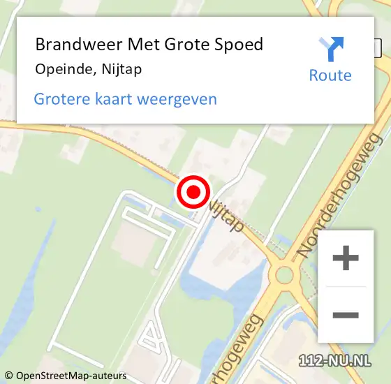 Locatie op kaart van de 112 melding: Brandweer Met Grote Spoed Naar Opeinde, Nijtap op 22 mei 2019 16:45