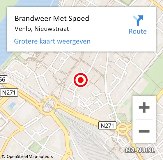 Locatie op kaart van de 112 melding: Brandweer Met Spoed Naar Venlo, Nieuwstraat op 22 mei 2019 16:49