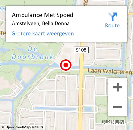Locatie op kaart van de 112 melding: Ambulance Met Spoed Naar Amstelveen, Bella Donna op 22 mei 2019 17:09