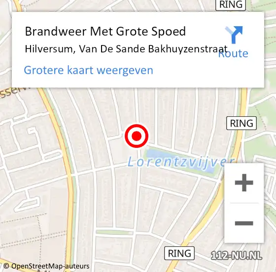 Locatie op kaart van de 112 melding: Brandweer Met Grote Spoed Naar Hilversum, Van De Sande Bakhuyzenstraat op 22 mei 2019 18:51