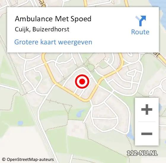 Locatie op kaart van de 112 melding: Ambulance Met Spoed Naar Cuijk, Buizerdhorst op 22 mei 2019 19:47