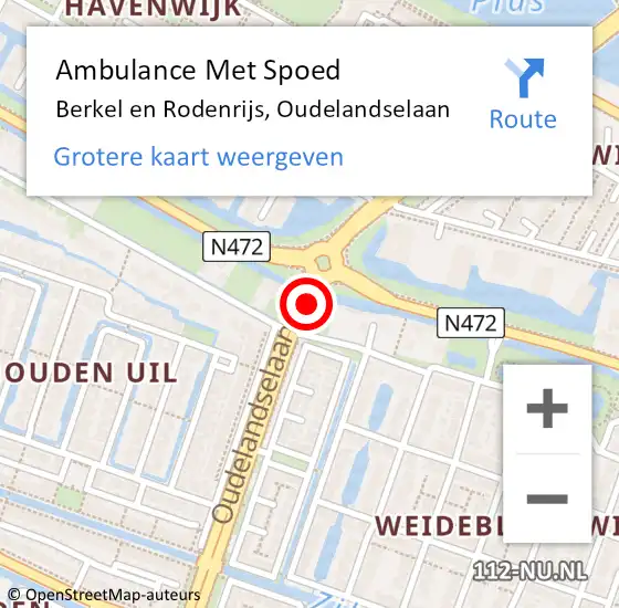 Locatie op kaart van de 112 melding: Ambulance Met Spoed Naar Berkel en Rodenrijs, Oudelandselaan op 22 mei 2019 19:53