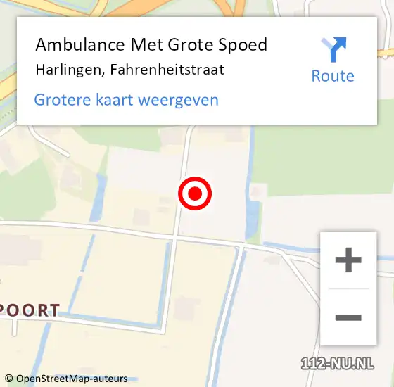Locatie op kaart van de 112 melding: Ambulance Met Grote Spoed Naar Harlingen, Fahrenheitstraat op 22 mei 2019 19:54
