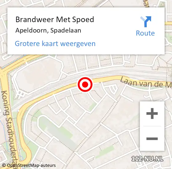 Locatie op kaart van de 112 melding: Brandweer Met Spoed Naar Apeldoorn, Spadelaan op 22 mei 2019 21:10