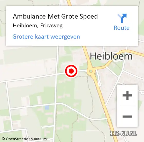 Locatie op kaart van de 112 melding: Ambulance Met Grote Spoed Naar Heibloem, Ericaweg op 22 mei 2019 21:12