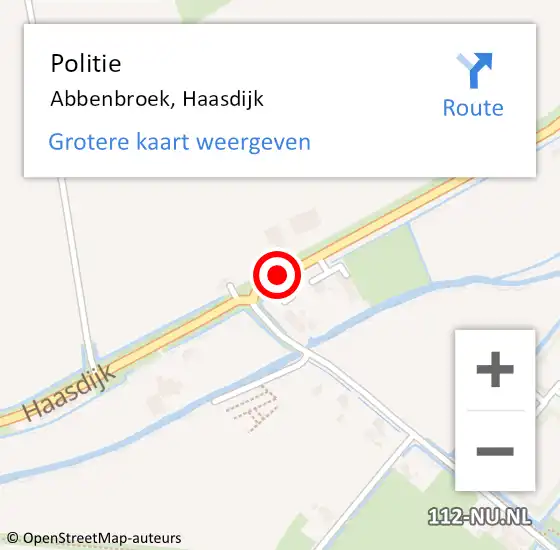 Locatie op kaart van de 112 melding: Politie Abbenbroek, Haasdijk op 22 mei 2019 21:22