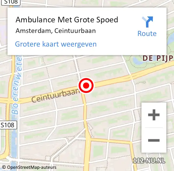 Locatie op kaart van de 112 melding: Ambulance Met Grote Spoed Naar Amsterdam, Ceintuurbaan op 22 mei 2019 21:34