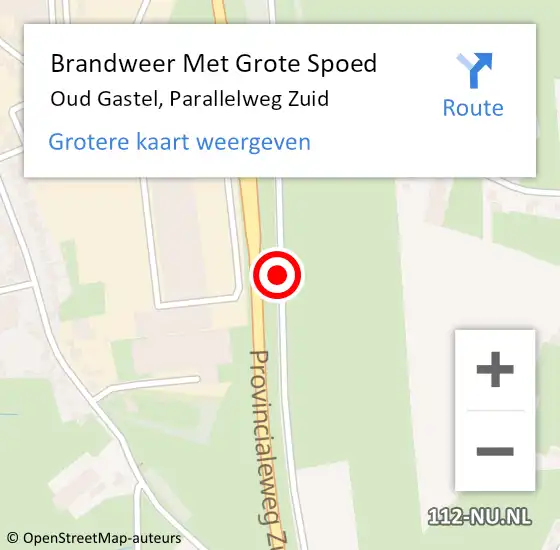 Locatie op kaart van de 112 melding: Brandweer Met Grote Spoed Naar Oud Gastel, Parallelweg Zuid op 22 mei 2019 22:10