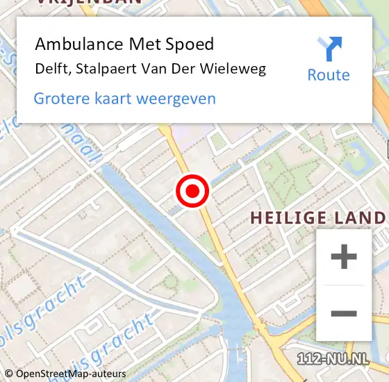 Locatie op kaart van de 112 melding: Ambulance Met Spoed Naar Delft, Stalpaert Van Der Wieleweg op 22 mei 2019 22:51