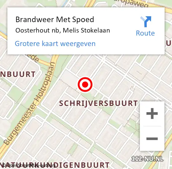 Locatie op kaart van de 112 melding: Brandweer Met Spoed Naar Oosterhout nb, Melis Stokelaan op 22 mei 2019 23:14