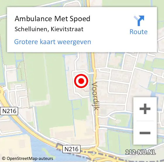 Locatie op kaart van de 112 melding: Ambulance Met Spoed Naar Schelluinen, Kievitstraat op 22 mei 2019 23:22