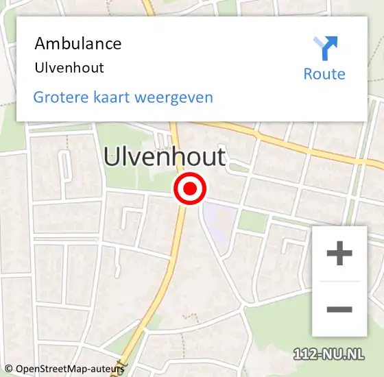 Locatie op kaart van de 112 melding: Ambulance Ulvenhout op 22 mei 2019 23:28