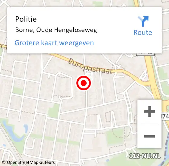 Locatie op kaart van de 112 melding: Politie Borne, Oude Hengeloseweg op 22 mei 2019 23:28