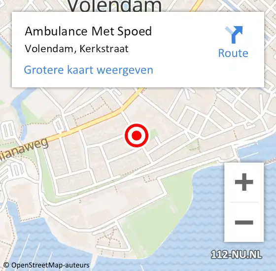 Locatie op kaart van de 112 melding: Ambulance Met Spoed Naar Volendam, Kerkstraat op 23 mei 2019 00:08