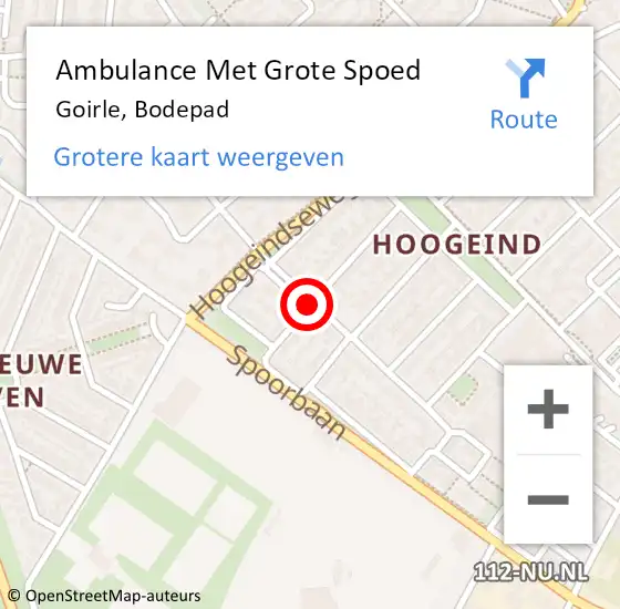 Locatie op kaart van de 112 melding: Ambulance Met Grote Spoed Naar Goirle, Bodepad op 23 mei 2019 01:38