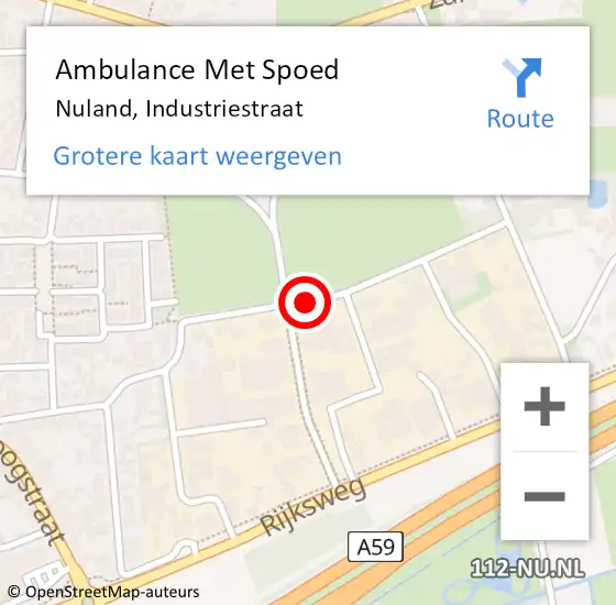 Locatie op kaart van de 112 melding: Ambulance Met Spoed Naar Nuland, Industriestraat op 23 mei 2019 06:51