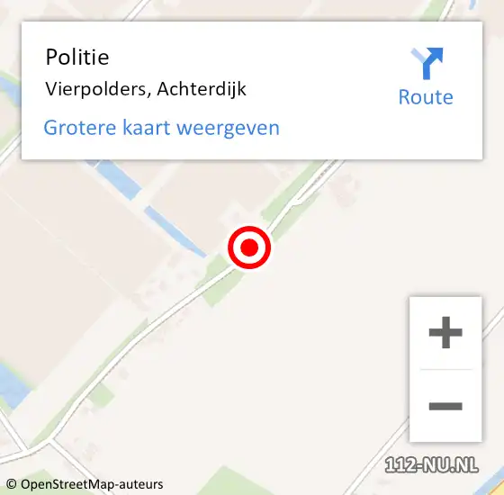 Locatie op kaart van de 112 melding: Politie Vierpolders, Achterdijk op 23 mei 2019 06:52