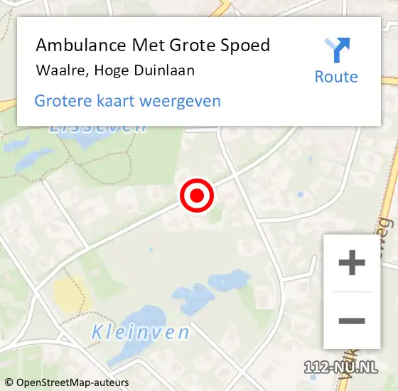 Locatie op kaart van de 112 melding: Ambulance Met Grote Spoed Naar Waalre, Hoge Duinlaan op 23 mei 2019 06:57