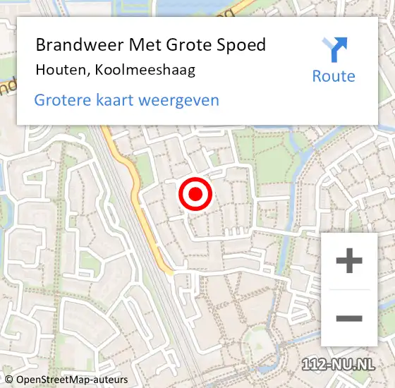 Locatie op kaart van de 112 melding: Brandweer Met Grote Spoed Naar Houten, Koolmeeshaag op 23 mei 2019 07:55