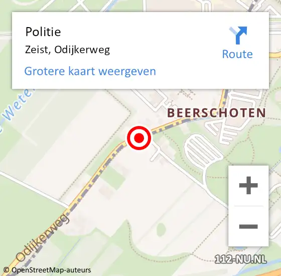 Locatie op kaart van de 112 melding: Politie Zeist, Odijkerweg op 23 mei 2019 08:33