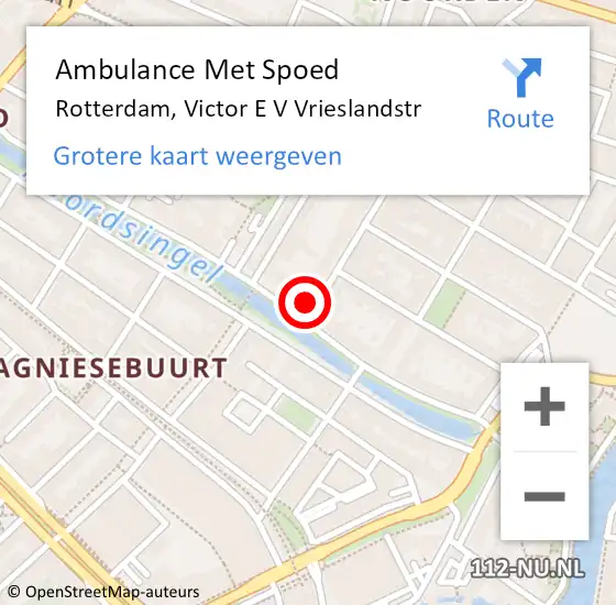 Locatie op kaart van de 112 melding: Ambulance Met Spoed Naar Rotterdam, Victor E V Vrieslandstr op 23 mei 2019 08:40