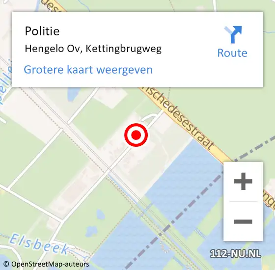 Locatie op kaart van de 112 melding: Politie Hengelo Ov, Kettingbrugweg op 23 mei 2019 08:41