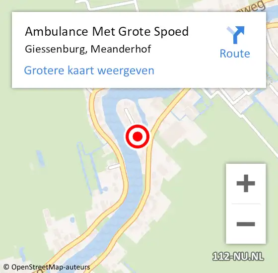 Locatie op kaart van de 112 melding: Ambulance Met Grote Spoed Naar Giessenburg, Meanderhof op 23 mei 2019 09:49