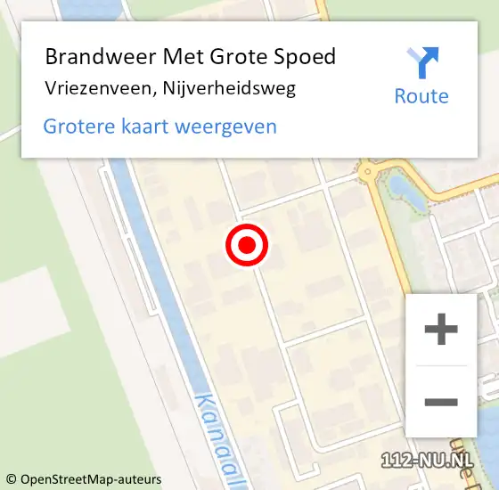 Locatie op kaart van de 112 melding: Brandweer Met Grote Spoed Naar Vriezenveen, Nijverheidsweg op 23 mei 2019 09:58