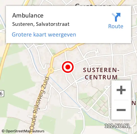 Locatie op kaart van de 112 melding: Ambulance Susteren, Salvatorstraat op 23 mei 2019 10:33