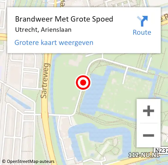 Locatie op kaart van de 112 melding: Brandweer Met Grote Spoed Naar Utrecht, Arienslaan op 23 mei 2019 12:26