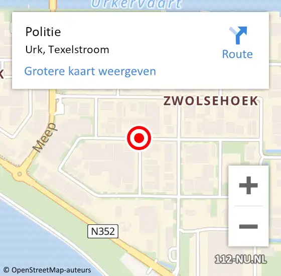 Locatie op kaart van de 112 melding: Politie Urk, Texelstroom op 23 mei 2019 12:32