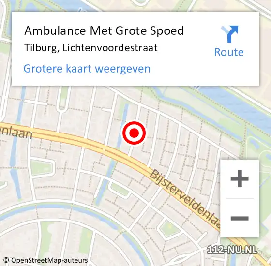 Locatie op kaart van de 112 melding: Ambulance Met Grote Spoed Naar Tilburg, Lichtenvoordestraat op 23 mei 2019 13:01