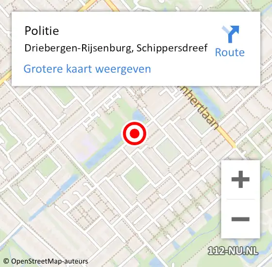 Locatie op kaart van de 112 melding: Politie Driebergen-Rijsenburg, Schippersdreef op 23 mei 2019 14:15