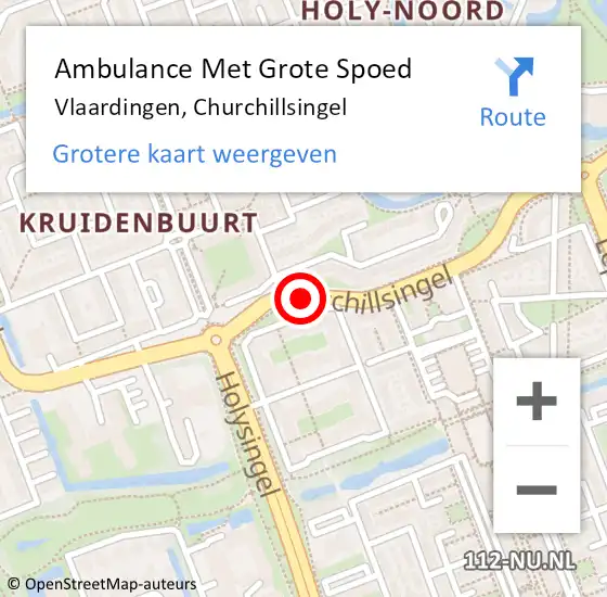 Locatie op kaart van de 112 melding: Ambulance Met Grote Spoed Naar Vlaardingen, Churchillsingel op 23 mei 2019 14:56