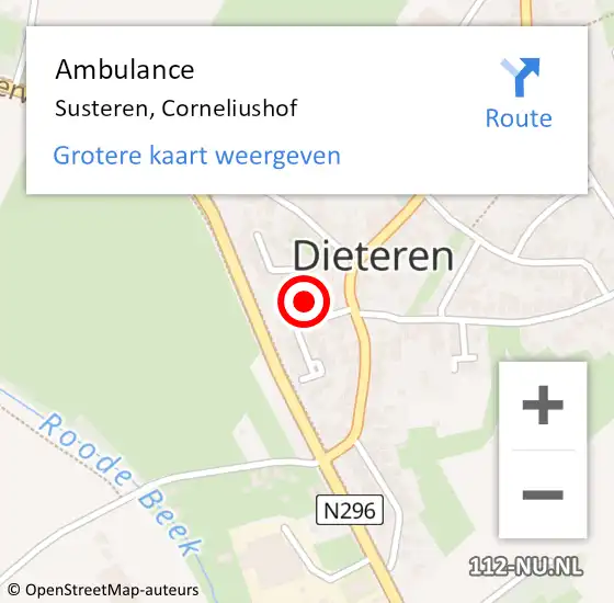 Locatie op kaart van de 112 melding: Ambulance Susteren, Corneliushof op 23 mei 2019 14:59