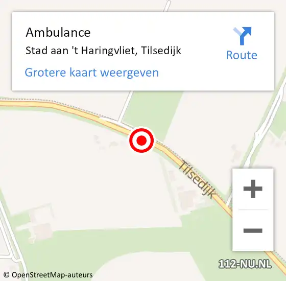 Locatie op kaart van de 112 melding: Ambulance Stad aan 't Haringvliet, Tilsedijk op 23 mei 2019 16:04