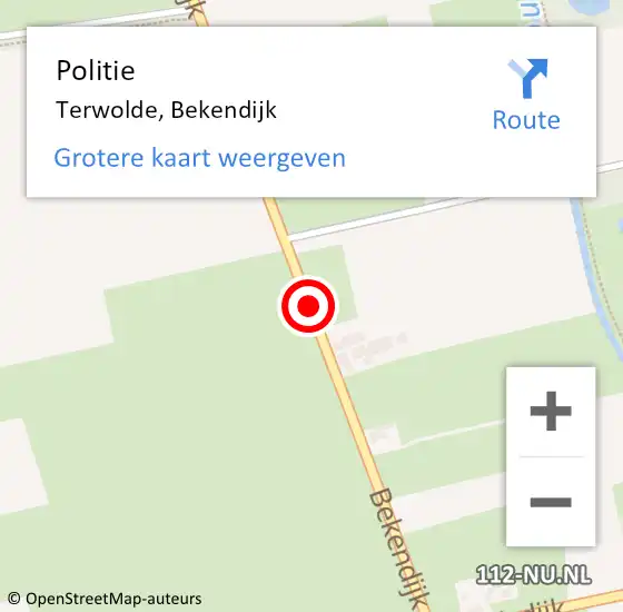 Locatie op kaart van de 112 melding: Politie Terwolde, Bekendijk op 23 mei 2019 16:06