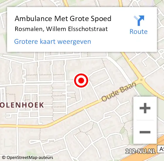 Locatie op kaart van de 112 melding: Ambulance Met Grote Spoed Naar Rosmalen, Willem Elsschotstraat op 23 mei 2019 16:30