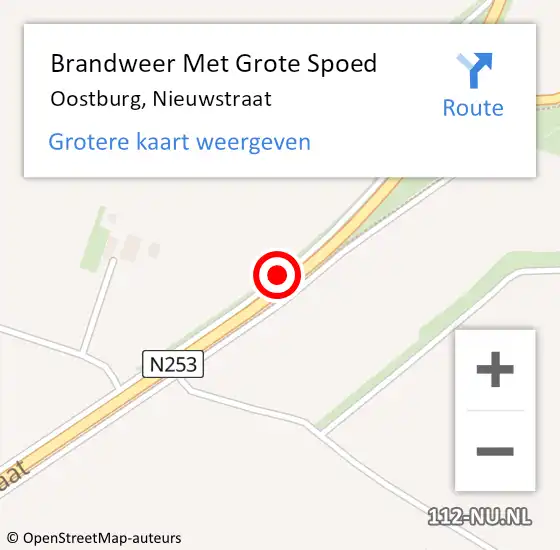 Locatie op kaart van de 112 melding: Brandweer Met Grote Spoed Naar Oostburg, Nieuwstraat op 23 mei 2019 16:48