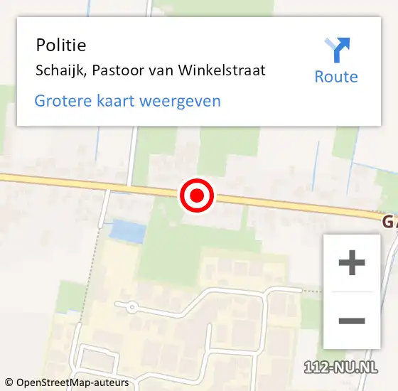 Locatie op kaart van de 112 melding: Politie Schaijk, Pastoor Van Winkelstraat op 23 mei 2019 17:06