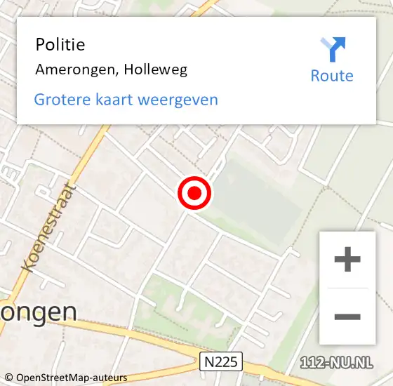 Locatie op kaart van de 112 melding: Politie Amerongen, Holleweg op 23 mei 2019 17:07