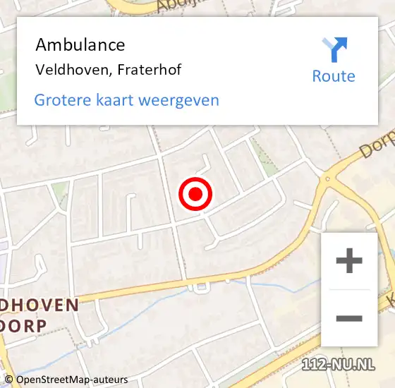 Locatie op kaart van de 112 melding: Ambulance Veldhoven, Fraterhof op 23 mei 2019 17:13