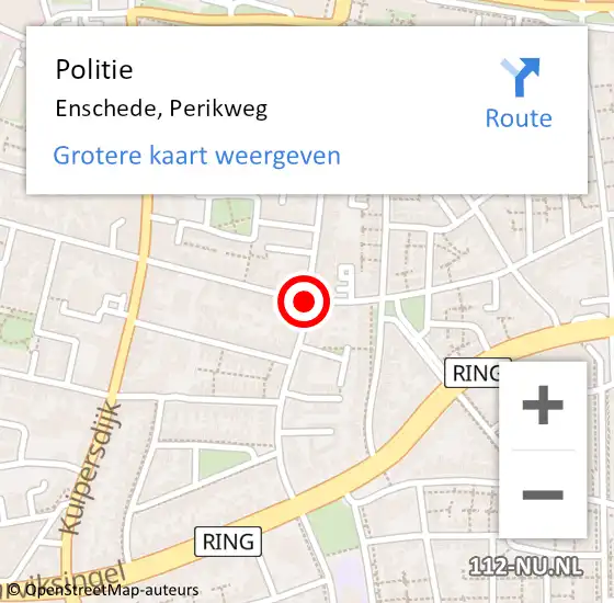 Locatie op kaart van de 112 melding: Politie Enschede, Perikweg op 23 mei 2019 17:40