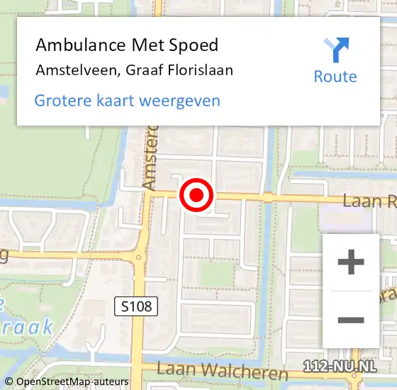 Locatie op kaart van de 112 melding: Ambulance Met Spoed Naar Amstelveen, Graaf Florislaan op 23 mei 2019 17:54