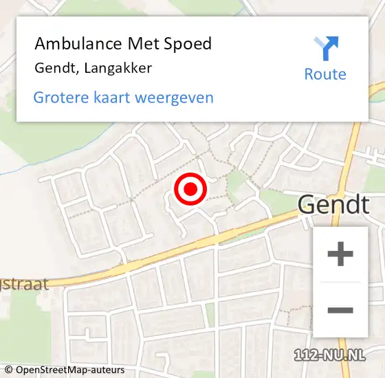 Locatie op kaart van de 112 melding: Ambulance Met Spoed Naar Gendt, Langakker op 23 mei 2019 18:04