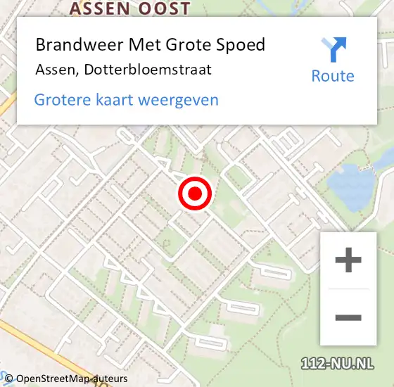 Locatie op kaart van de 112 melding: Brandweer Met Grote Spoed Naar Assen, Dotterbloemstraat op 23 mei 2019 18:41