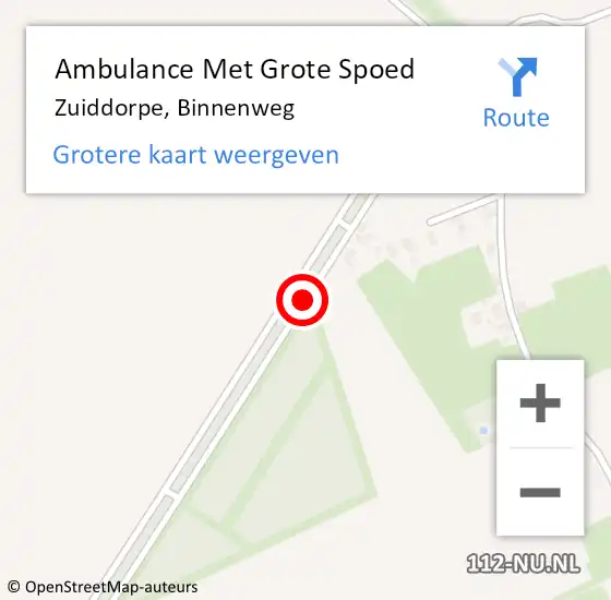 Locatie op kaart van de 112 melding: Ambulance Met Grote Spoed Naar Zuiddorpe, Binnenweg op 23 mei 2019 19:22