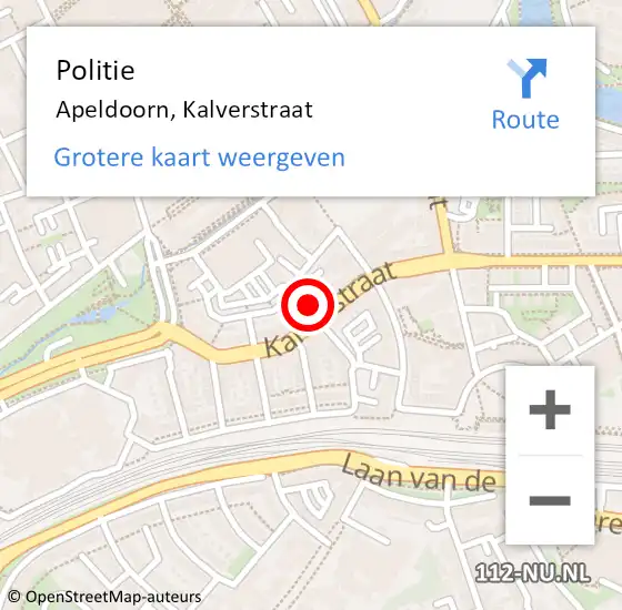 Locatie op kaart van de 112 melding: Politie Apeldoorn, Kalverstraat op 23 mei 2019 19:44