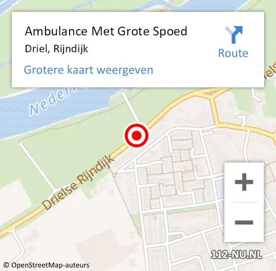 Locatie op kaart van de 112 melding: Ambulance Met Grote Spoed Naar Driel, Rijndijk op 23 mei 2019 20:08