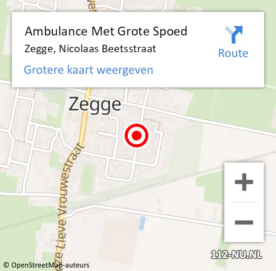 Locatie op kaart van de 112 melding: Ambulance Met Grote Spoed Naar Zegge, Nicolaas Beetsstraat op 23 mei 2019 20:12